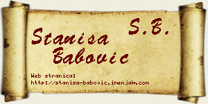 Staniša Babović vizit kartica